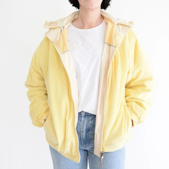 Vintage Cheneral Yellow Reversible Embroidered San Francisco Hooded Coat S - Picture 4 of 14